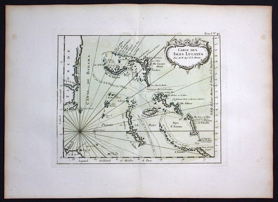 Bellin Map 1764 - Carte des Isles Lucayes
